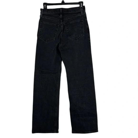 Abercrombie & Fitch The '90s Relaxed Jean High Rise Front Slits Black Jeans 26S - Picture 3 of 12